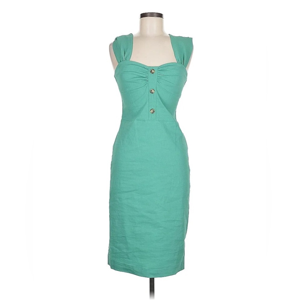 NWT Pinko Linen Button Up Dress in Green, IT Size 46, US Size 10